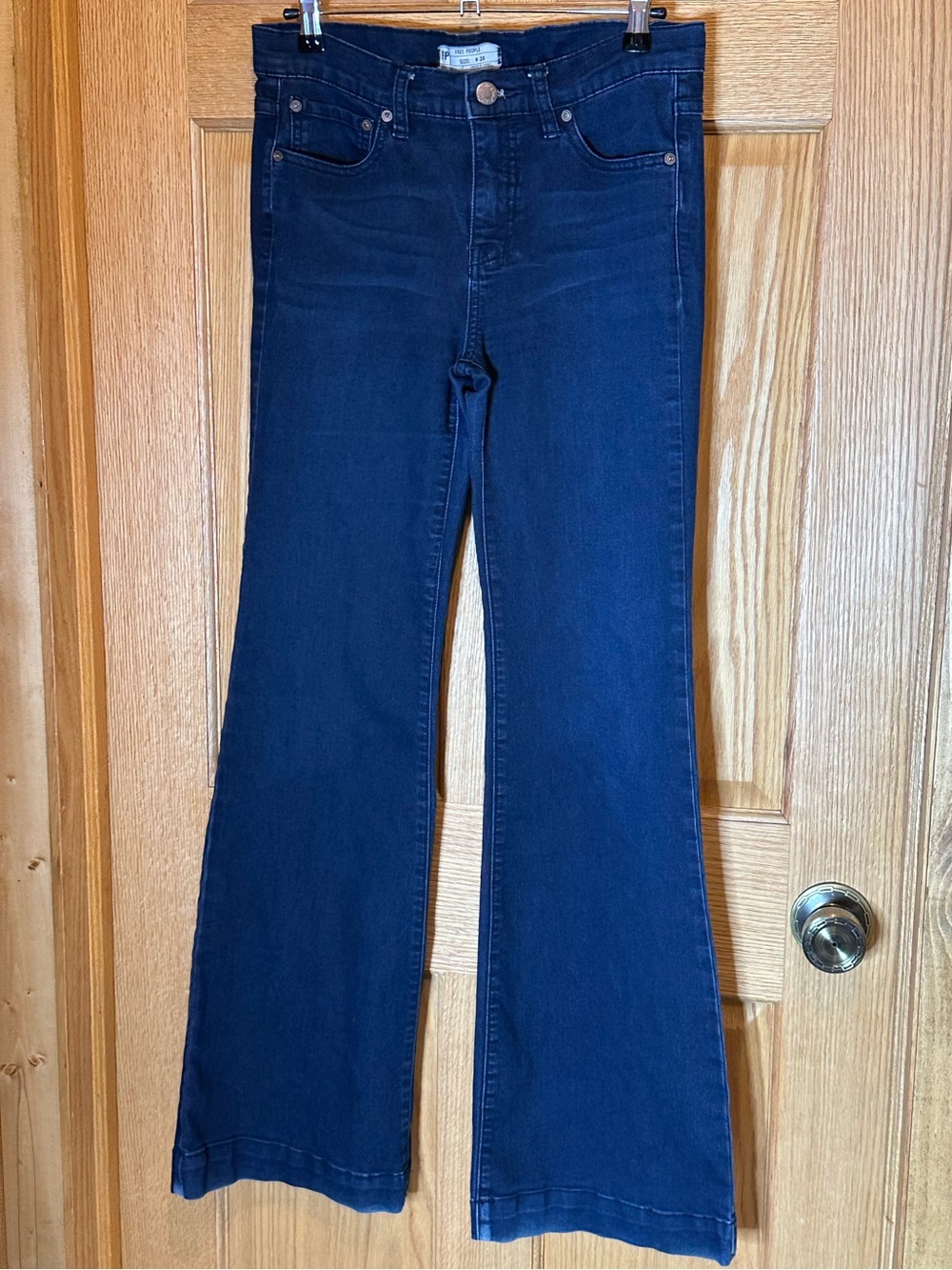 Free people dark wash high rise super flare jeans size 28